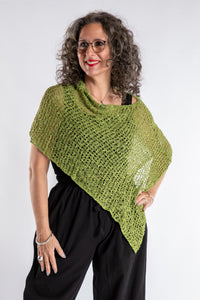 Asymmetrical Loose Weave Poncho