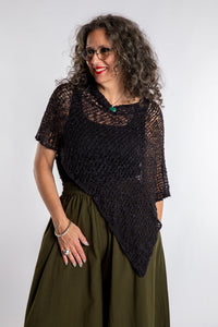 Asymmetrical Loose Weave Poncho