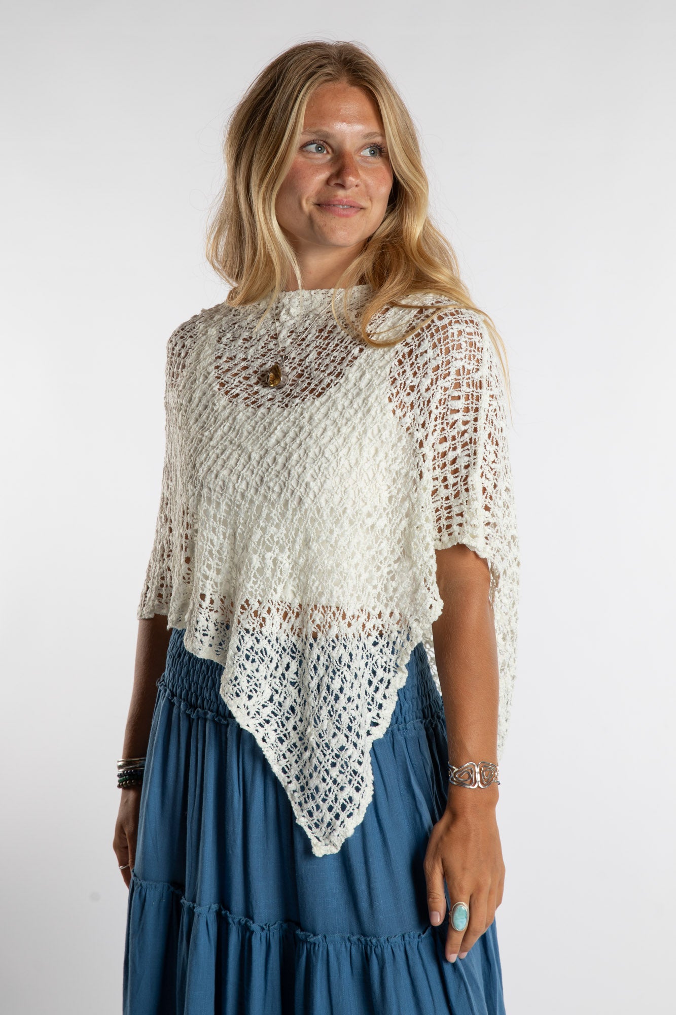 Asymmetrical Loose Weave Poncho