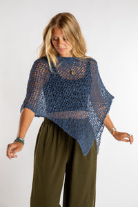 Asymmetrical Loose Weave Poncho