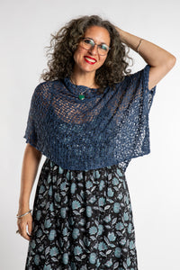 Asymmetrical Loose Weave Poncho