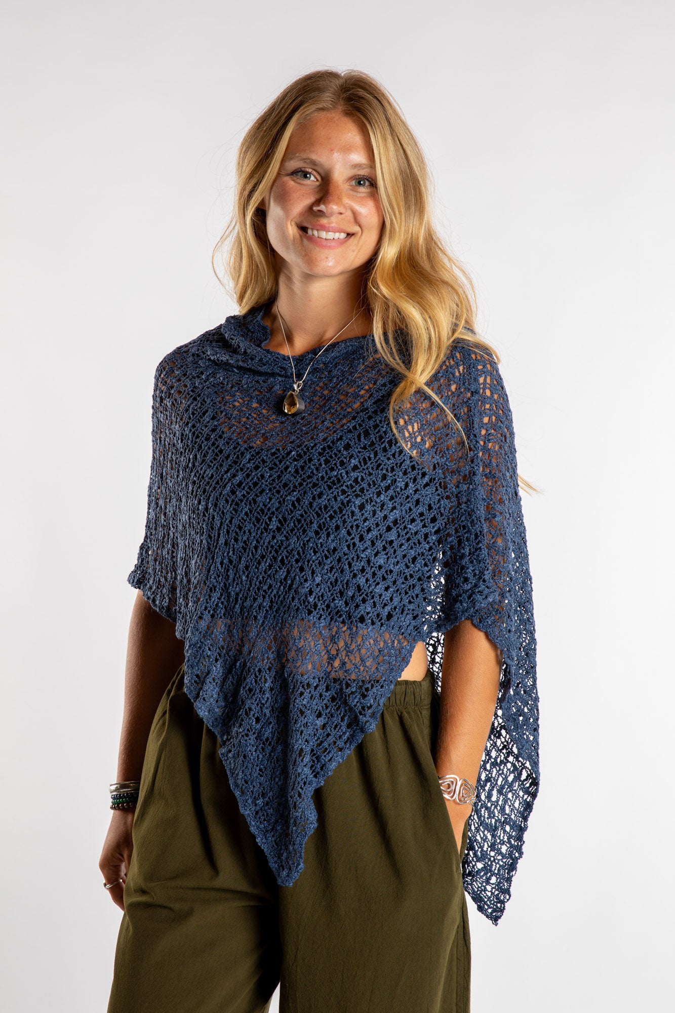 Asymmetrical Loose Weave Poncho