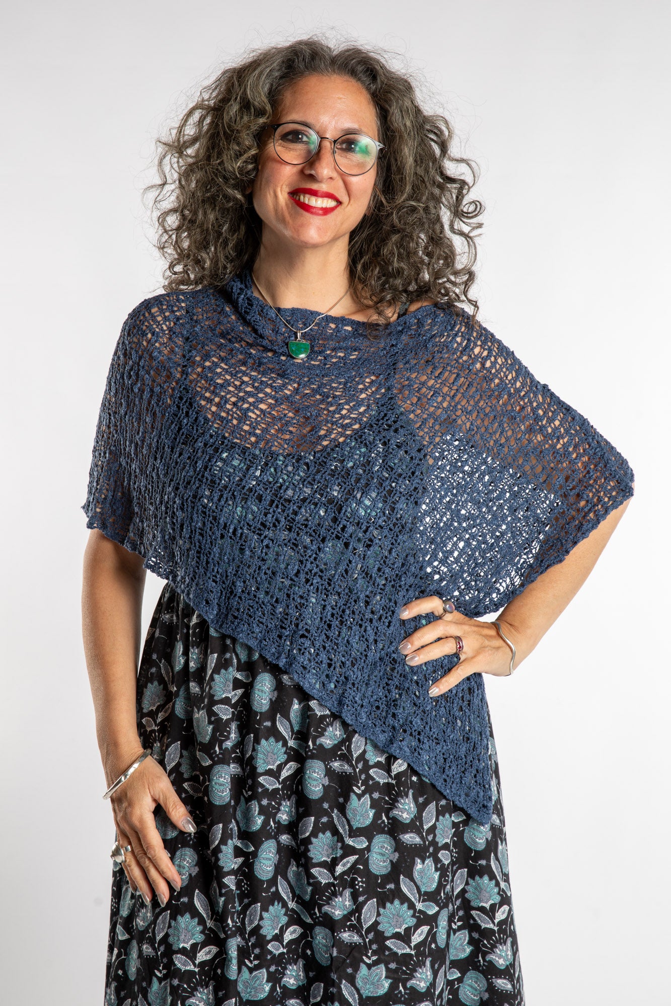 Asymmetrical Loose Weave Poncho