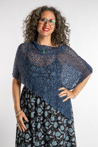 Asymmetrical Loose Weave Poncho