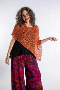 Asymmetrical Loose Weave Poncho