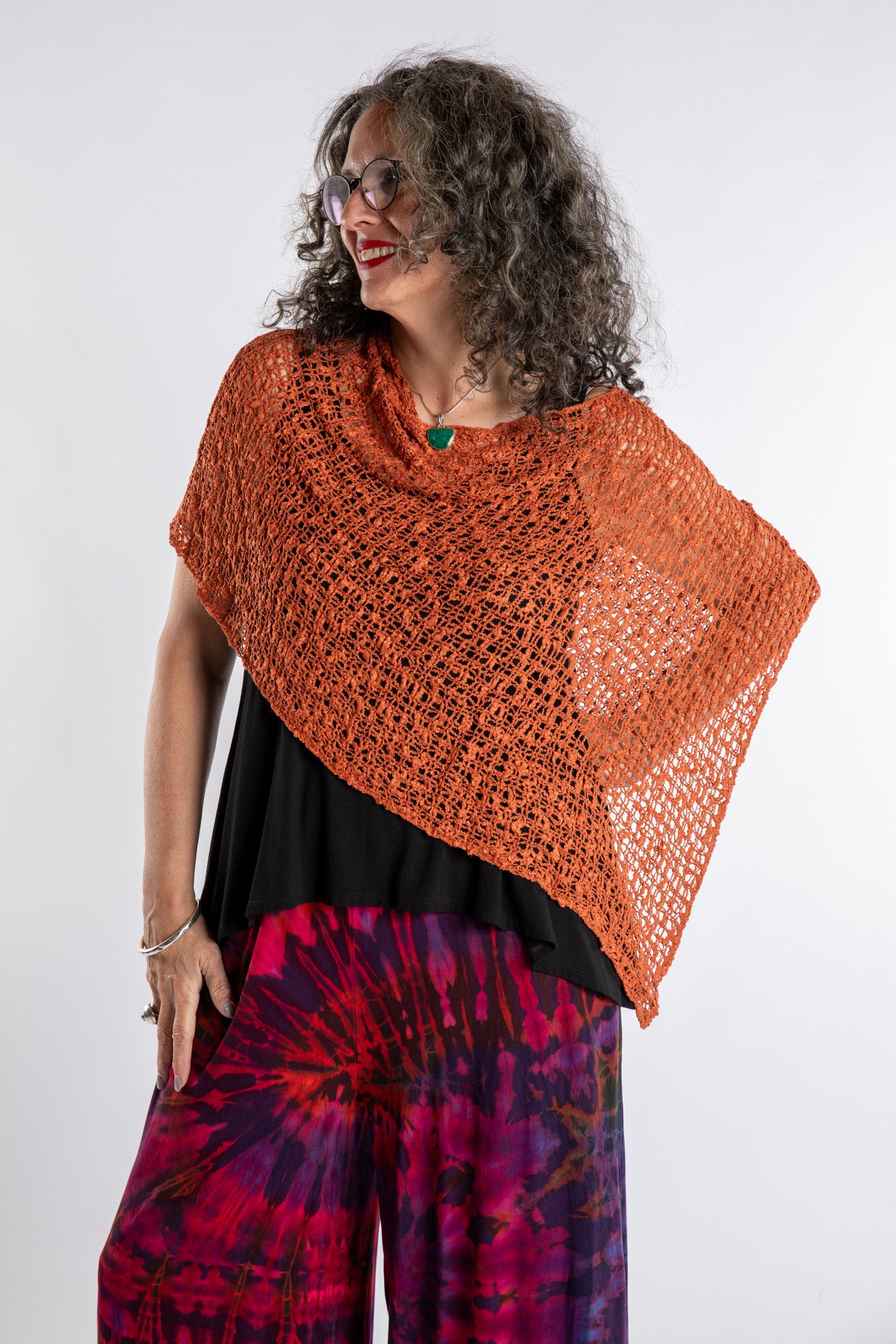 Asymmetrical Loose Weave Poncho