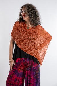 Asymmetrical Loose Weave Poncho