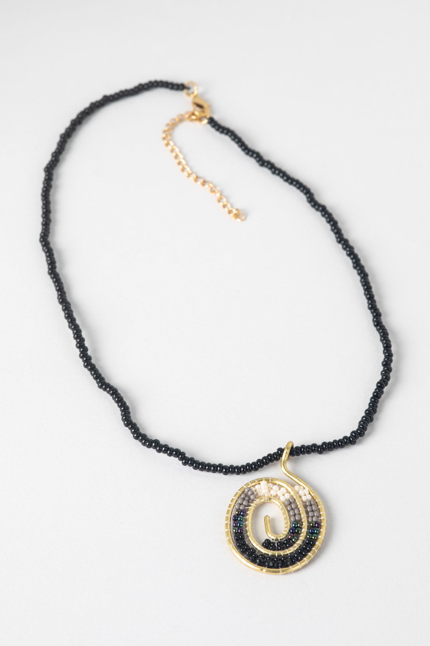 Beaded Spiral Necklace in Black | Mexicali Blues