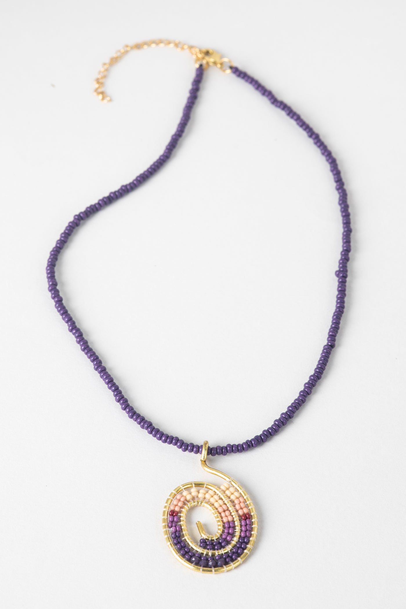 Beaded Spiral Necklace in Purple | Mexicali Blues