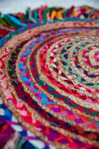 Braided Jute Rag Rug in Cut-Out
