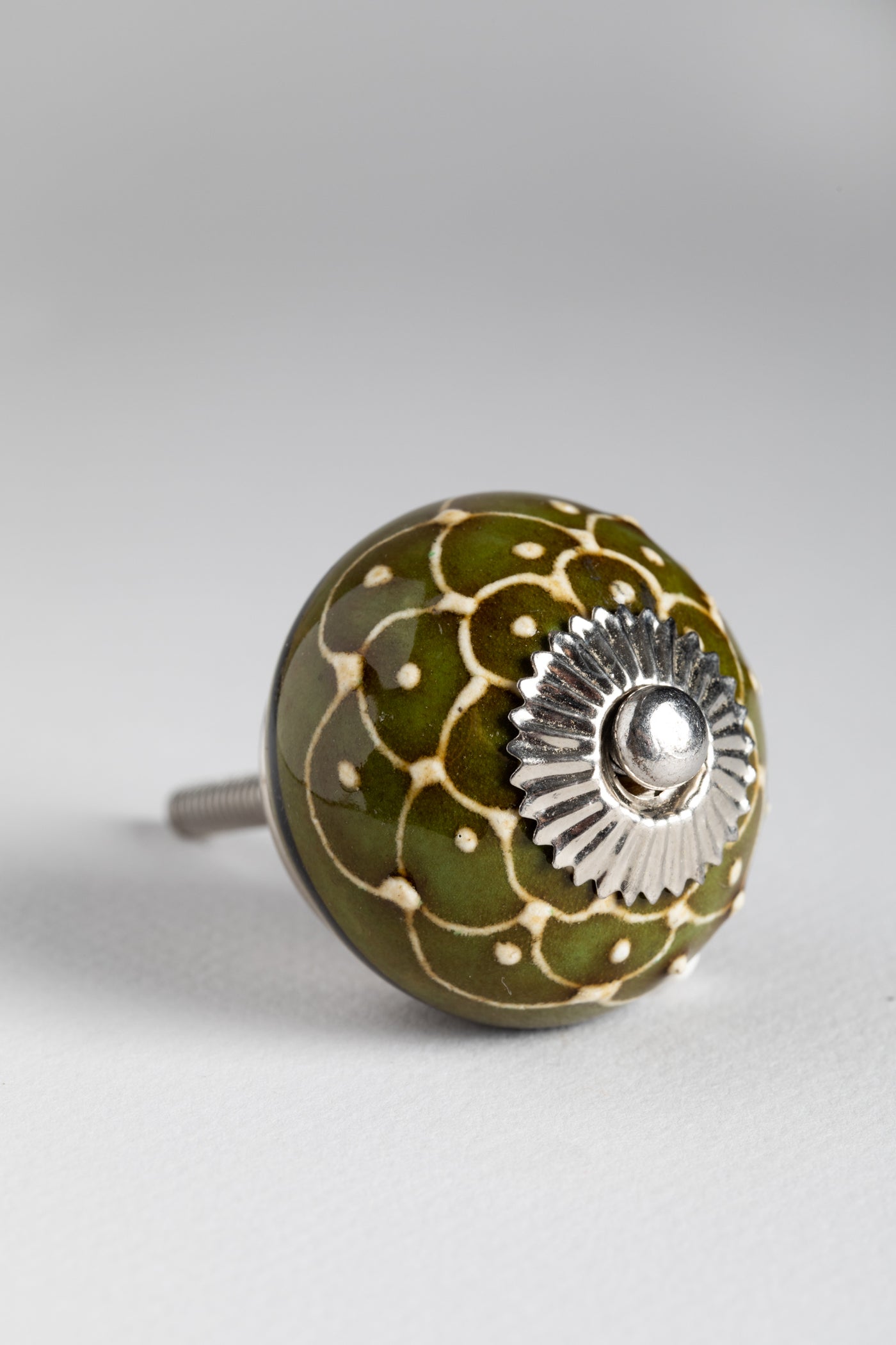 Ceramic Knob Silver Hardware