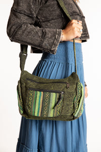 Sophie wearing the Chroma Cargo Crossbody Bag in Green