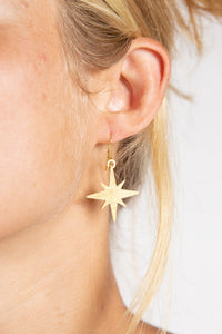 Compass Moon Golden Metal Earrings in Gold