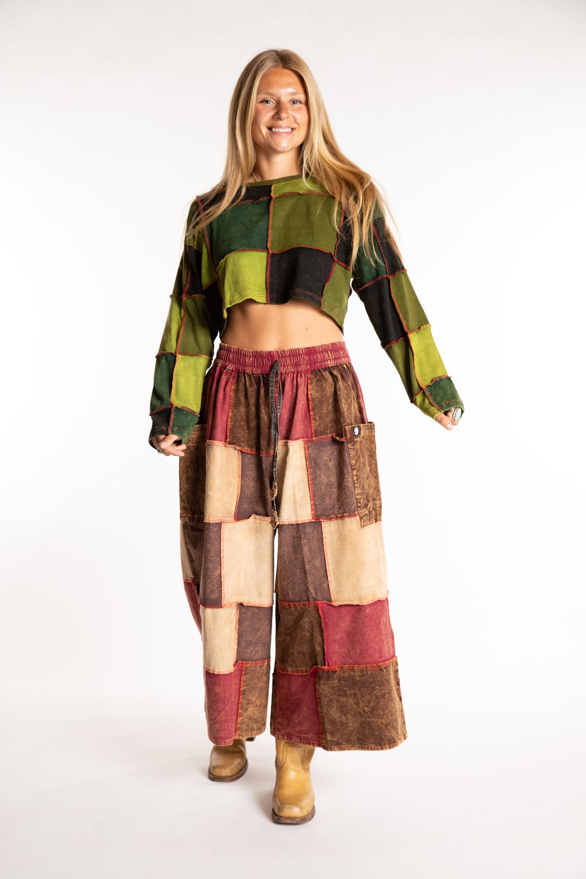 Lung Ta Patchwork Palazzo Pants