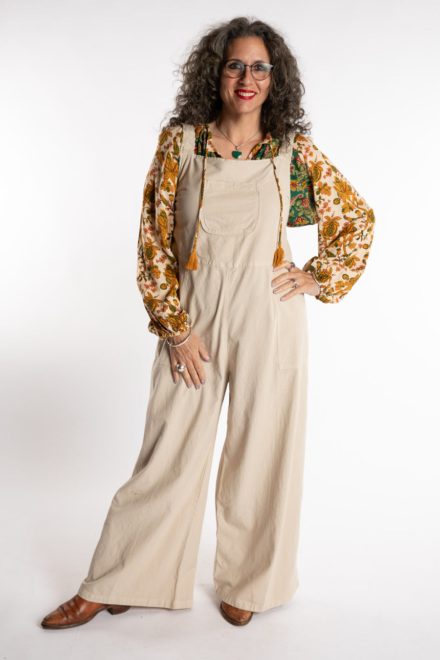 Ditya Wide Leg Cotton Overalls