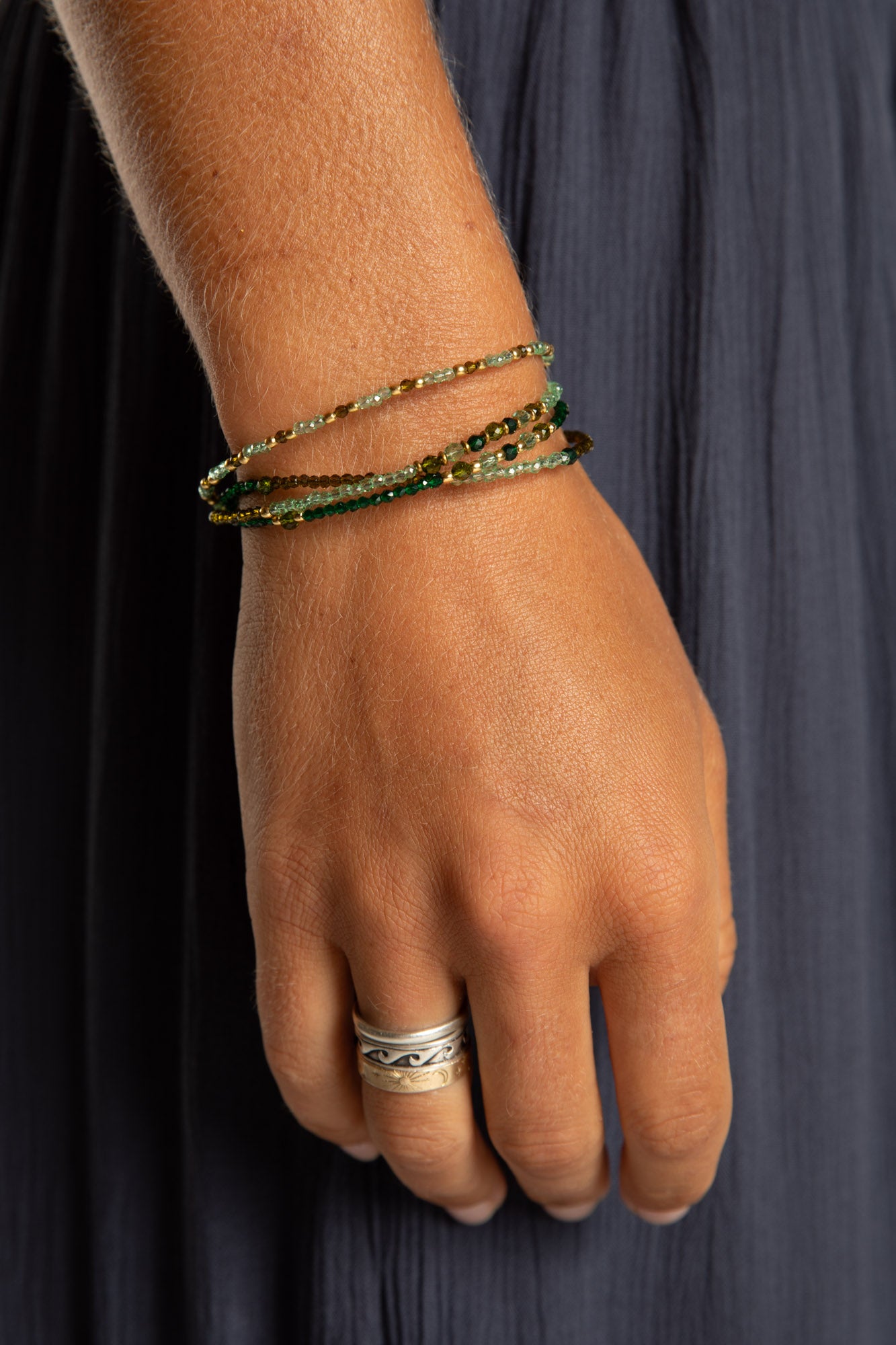 Diya Beaded Bracelet in Green