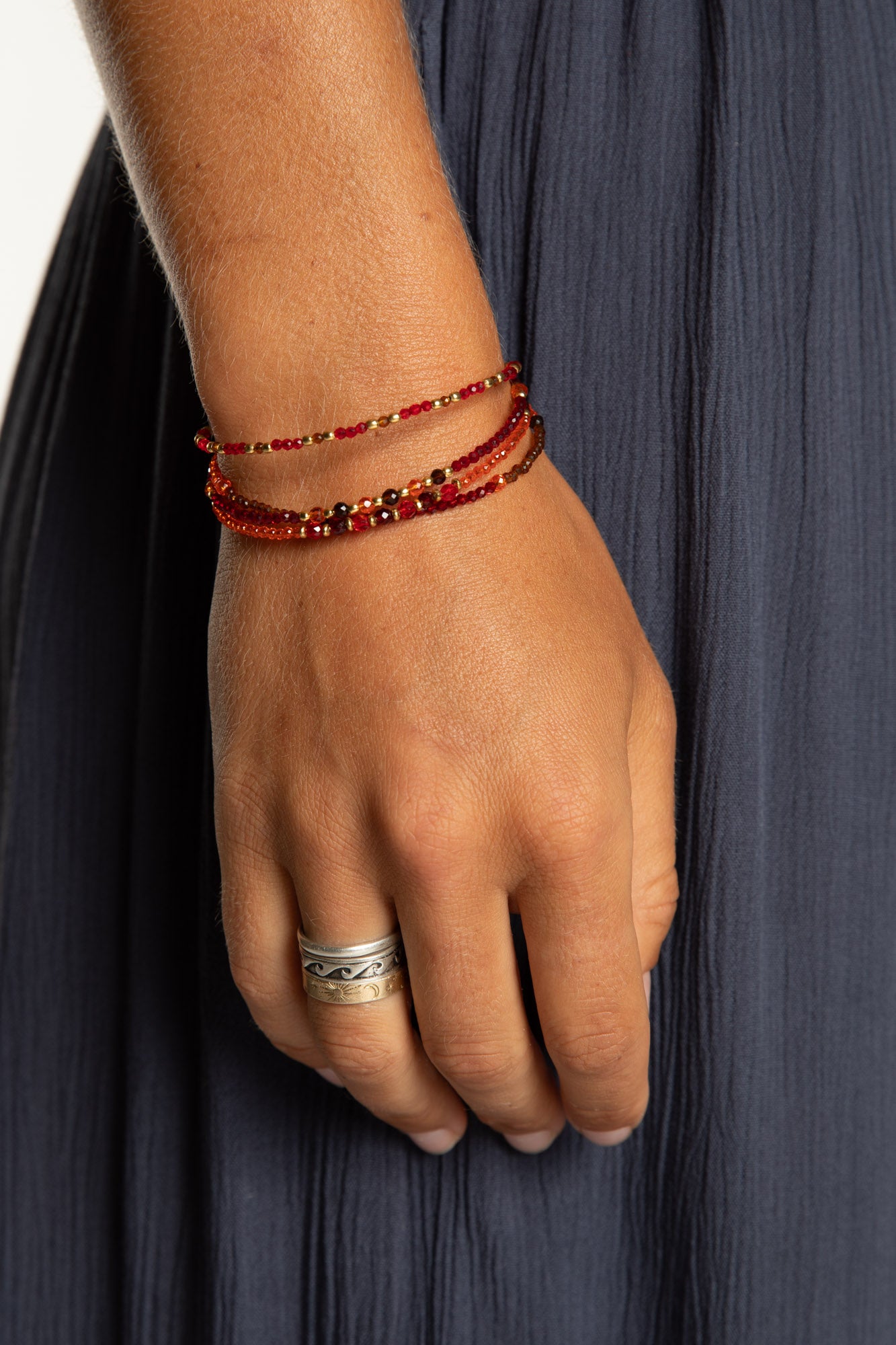 Diya Beaded Bracelet in Red