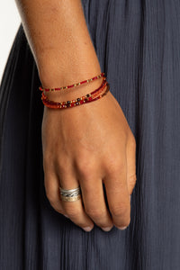 Diya Beaded Bracelet in Red