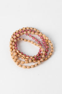 Double Vision Colorblock Beaded Necklace in Amber and Pink