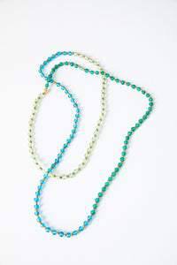 Double Vision Colorblock Beaded Necklace in Blue and Turquoise
