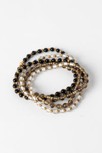Double Vision Colorblock Beaded Necklace in Smoke and Black