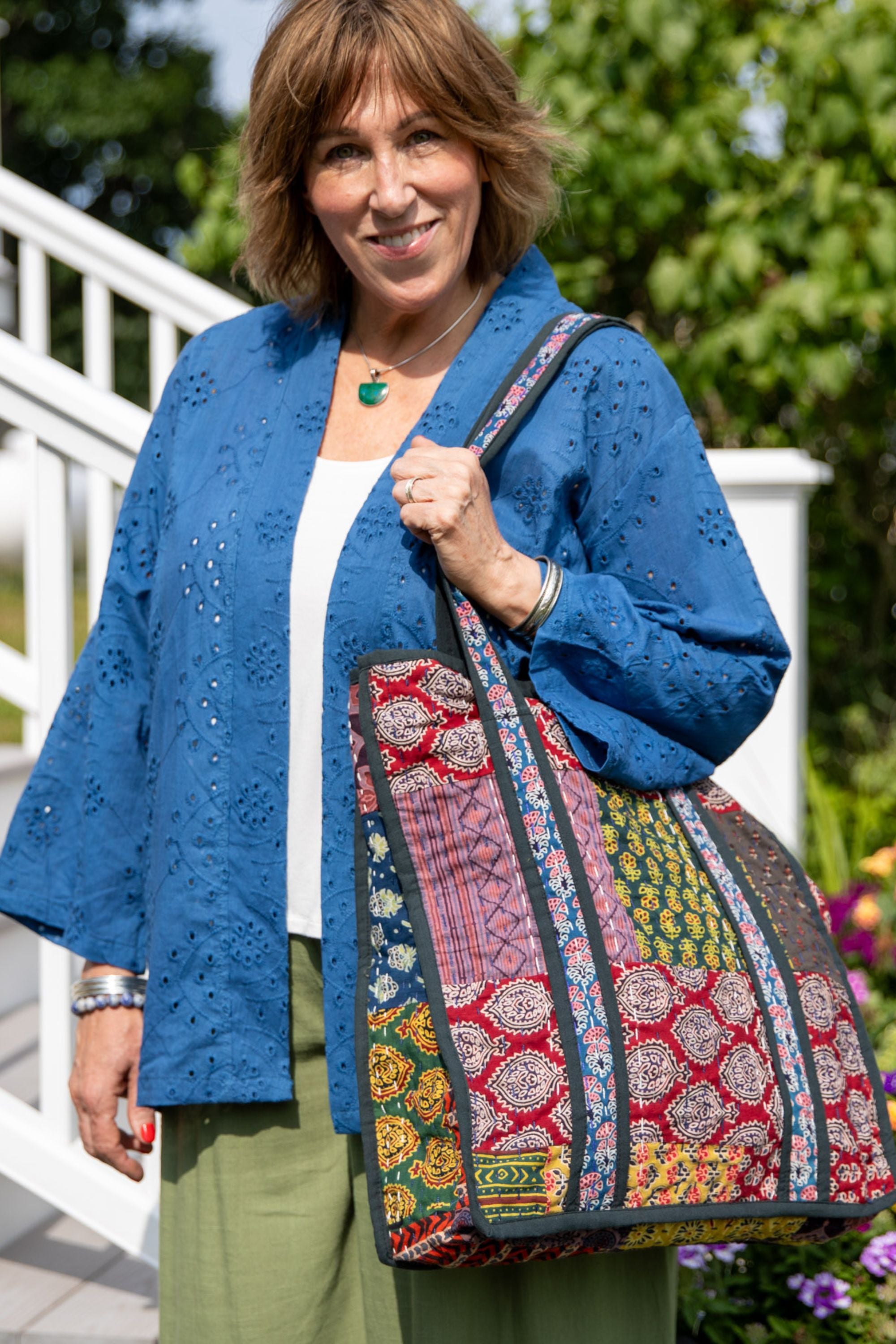 Recycled Kantha Patchwork Tote | Handmade Upcycled Tote Bag