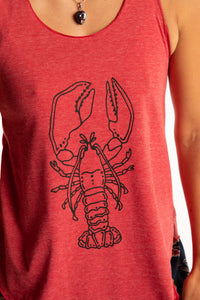 Sophie is wearing size S/M tank top in Red Lobster