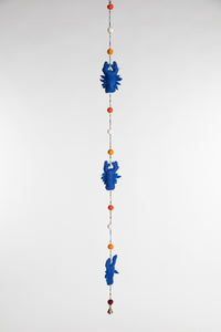 A beaded felt blue lobster garland with felt balls 