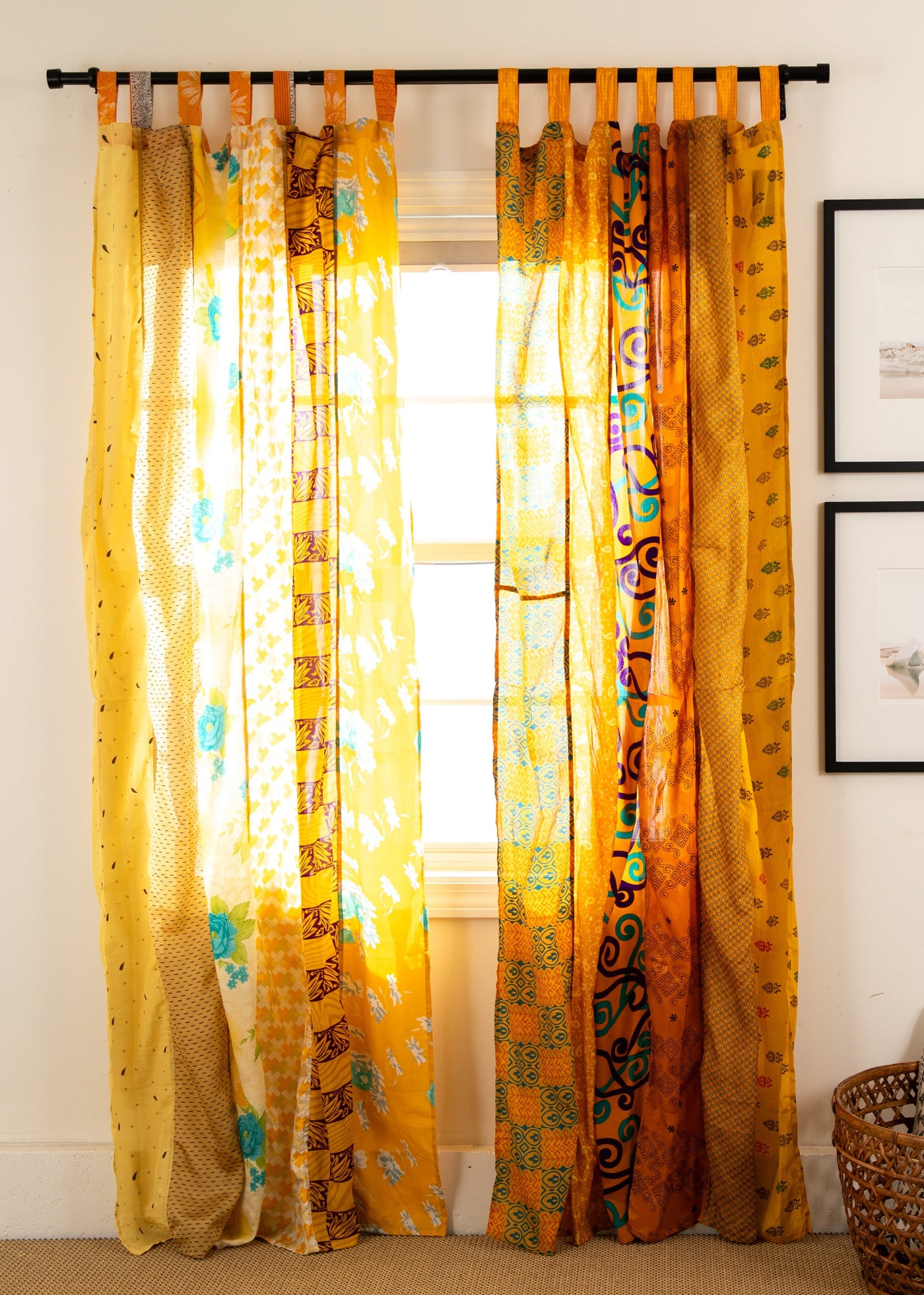 Recycled silk curtains in fire on the mountain