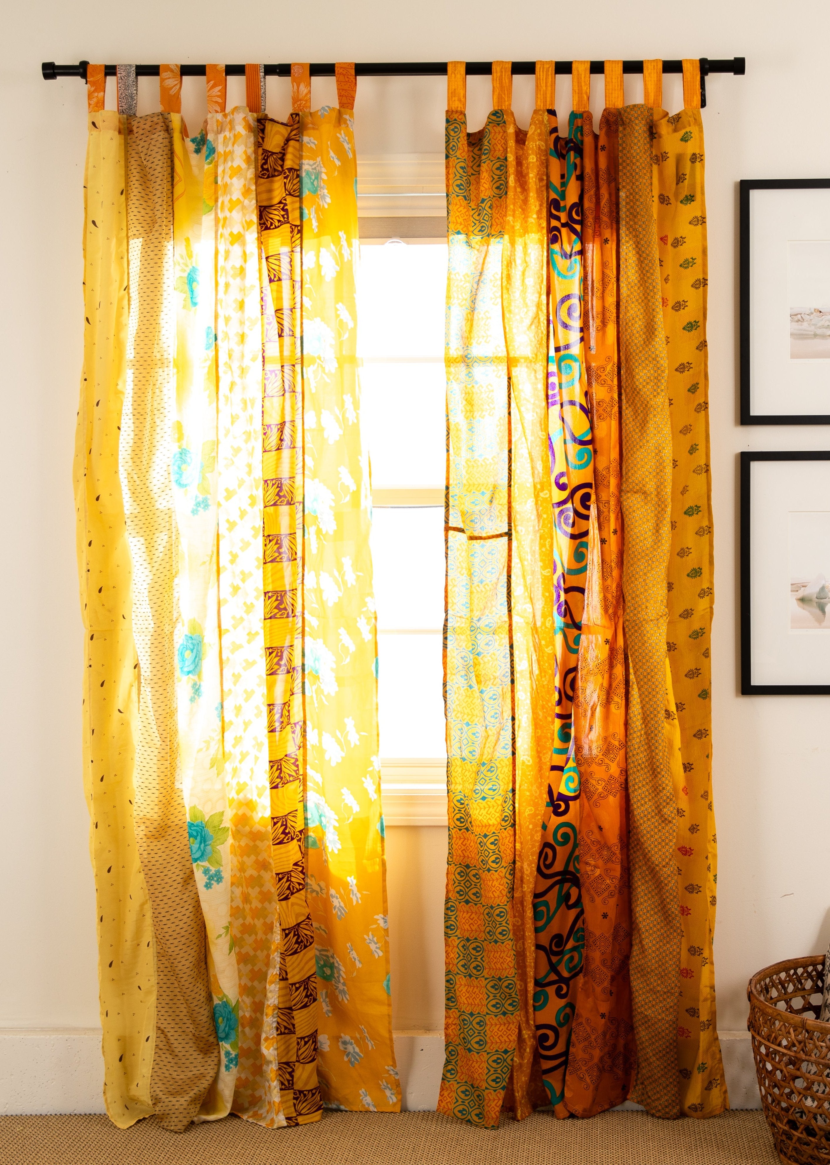 Recycled silk curtains in fire on the mountain