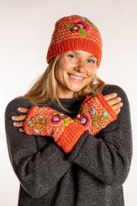 Floral Embroidered Wool Beanie