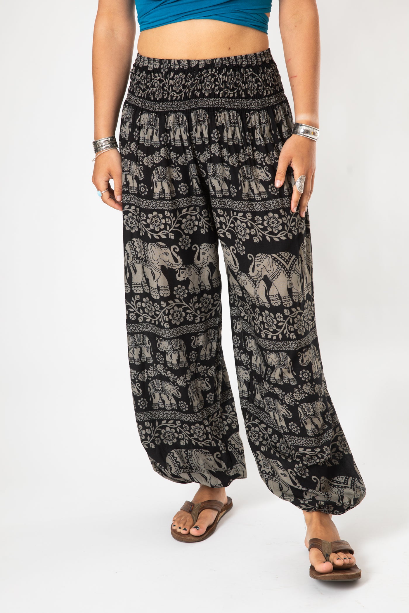 Floral Elephant Harem Pants