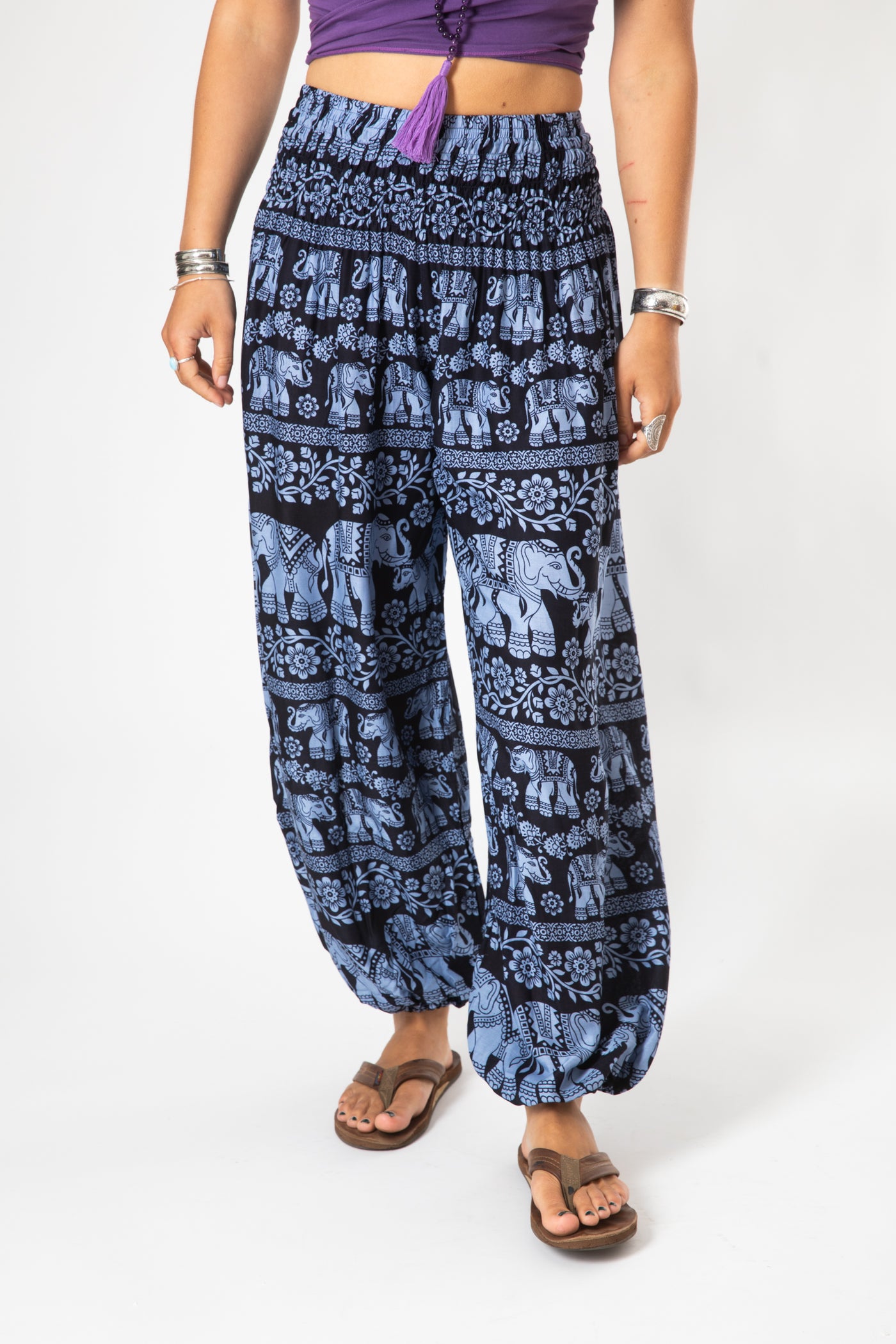 Floral Elephant Harem Pants