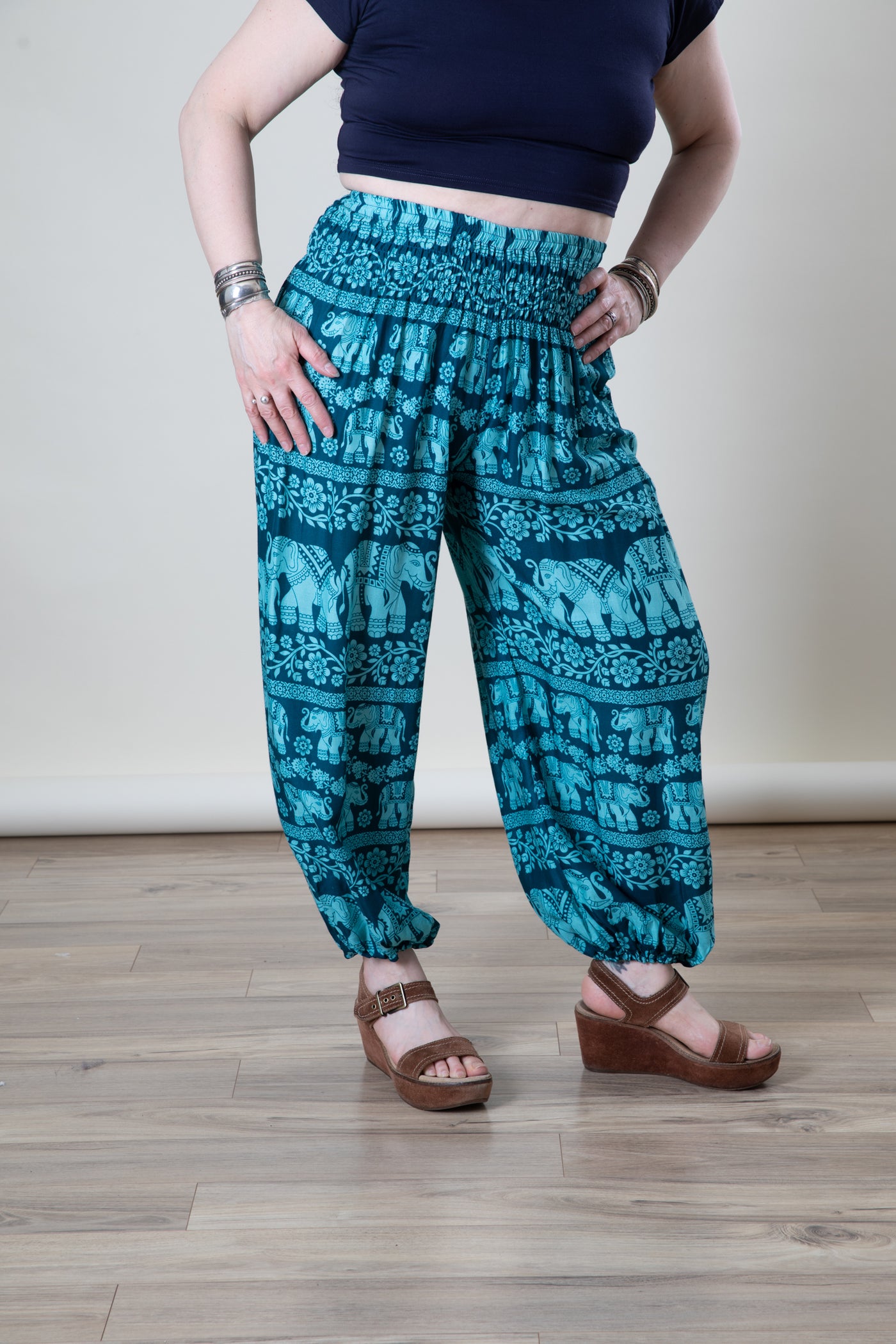 Floral Elephant Harem Pants