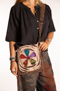 Flower Power Applique Crossbody Bag