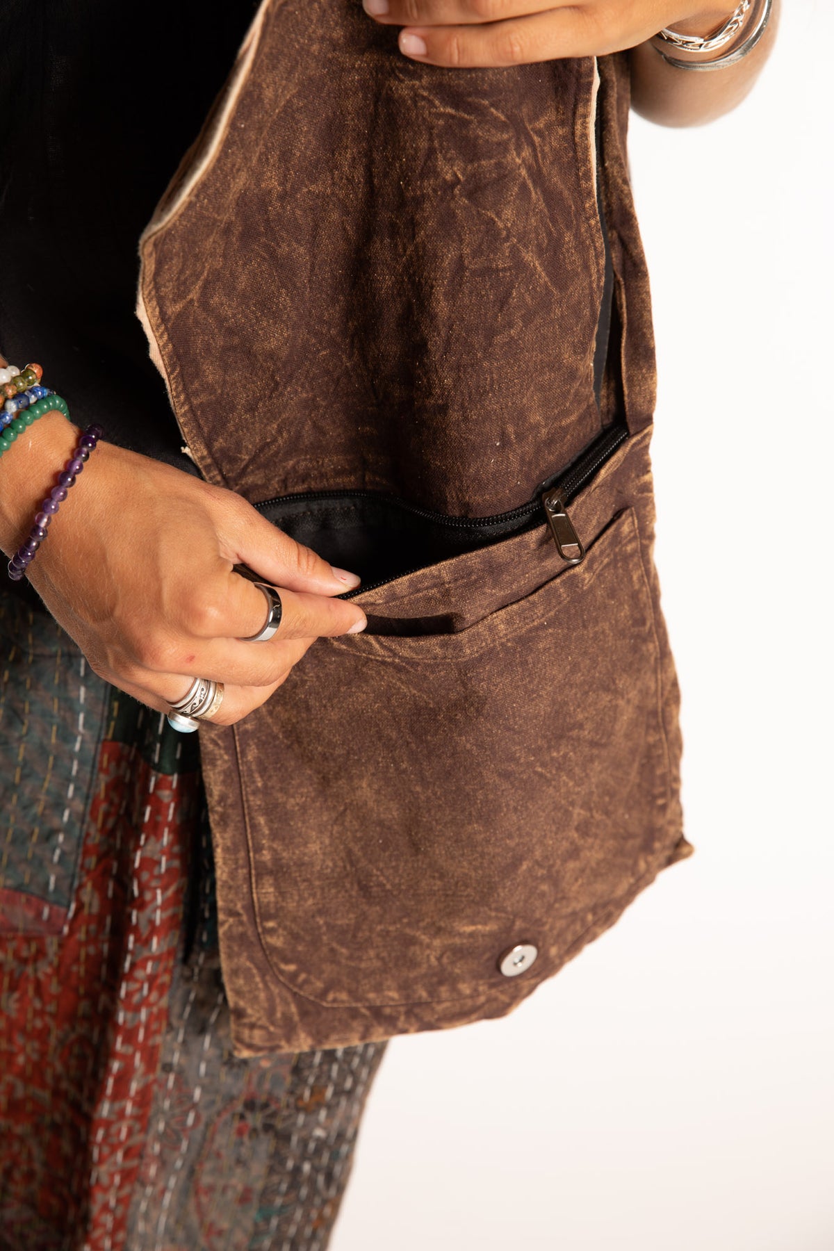 Flower Power Applique Crossbody Bag