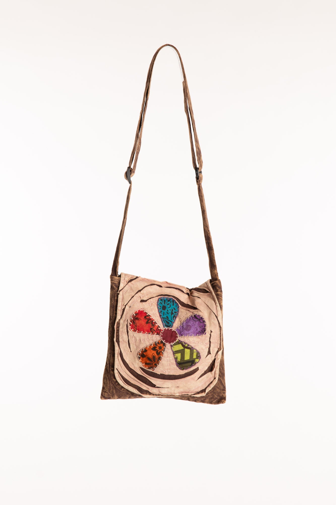 Flower Power Applique Crossbody Bag