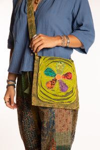 Flower Power Applique Crossbody Bag