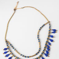 Gilded Layered Lapis Resin Necklace