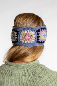 Sophie is wearing the Granny Square Wool Headband in Lavender