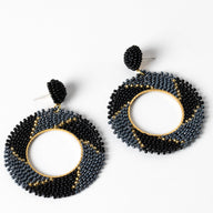 Hoop Dreams Beaded Button Stud Earrings