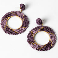 Hoop Dreams Beaded Button Stud Earrings