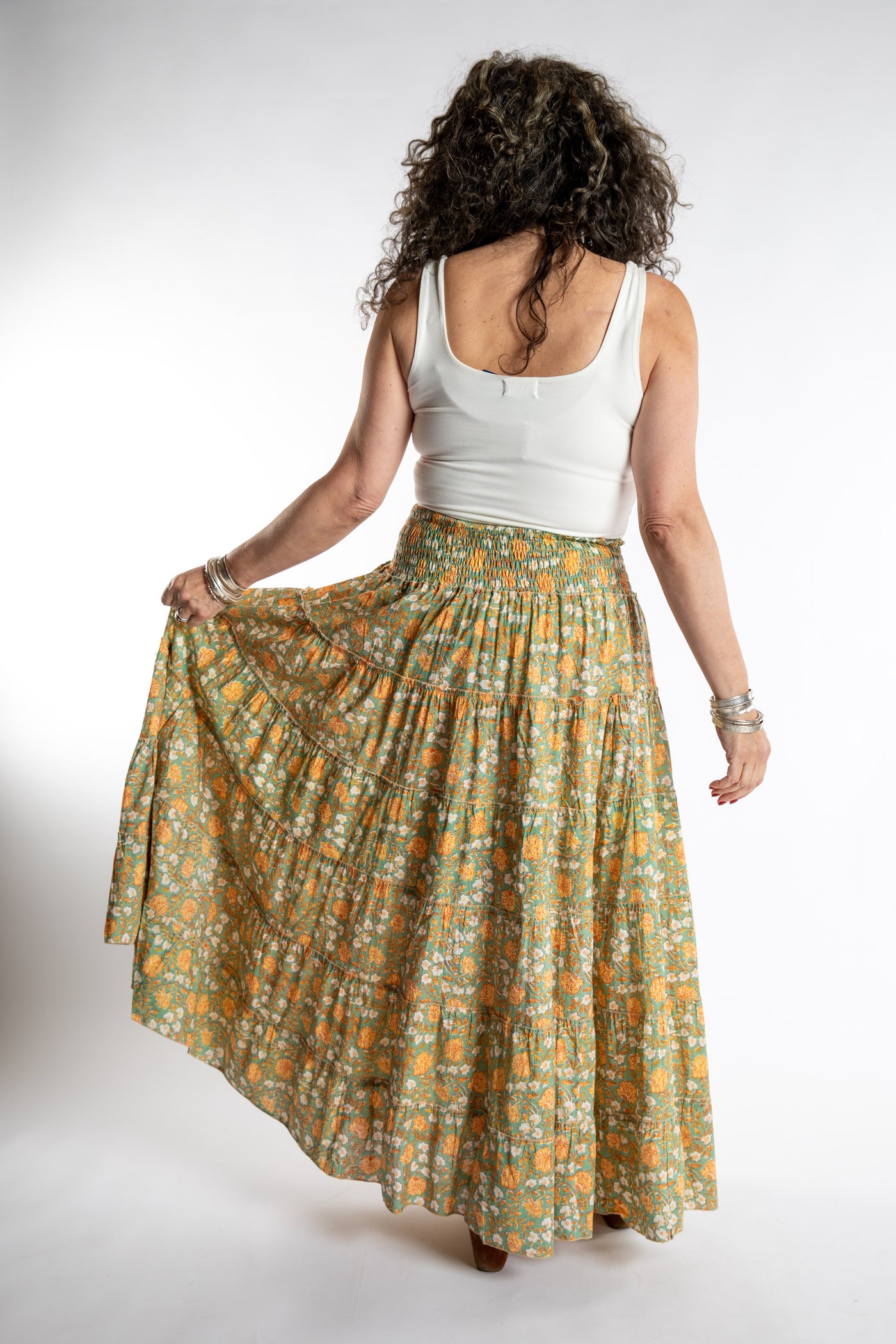 Indira Printed Cotton Prairie Skirt