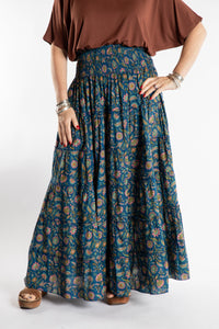 Indira Printed Cotton Prairie Skirt