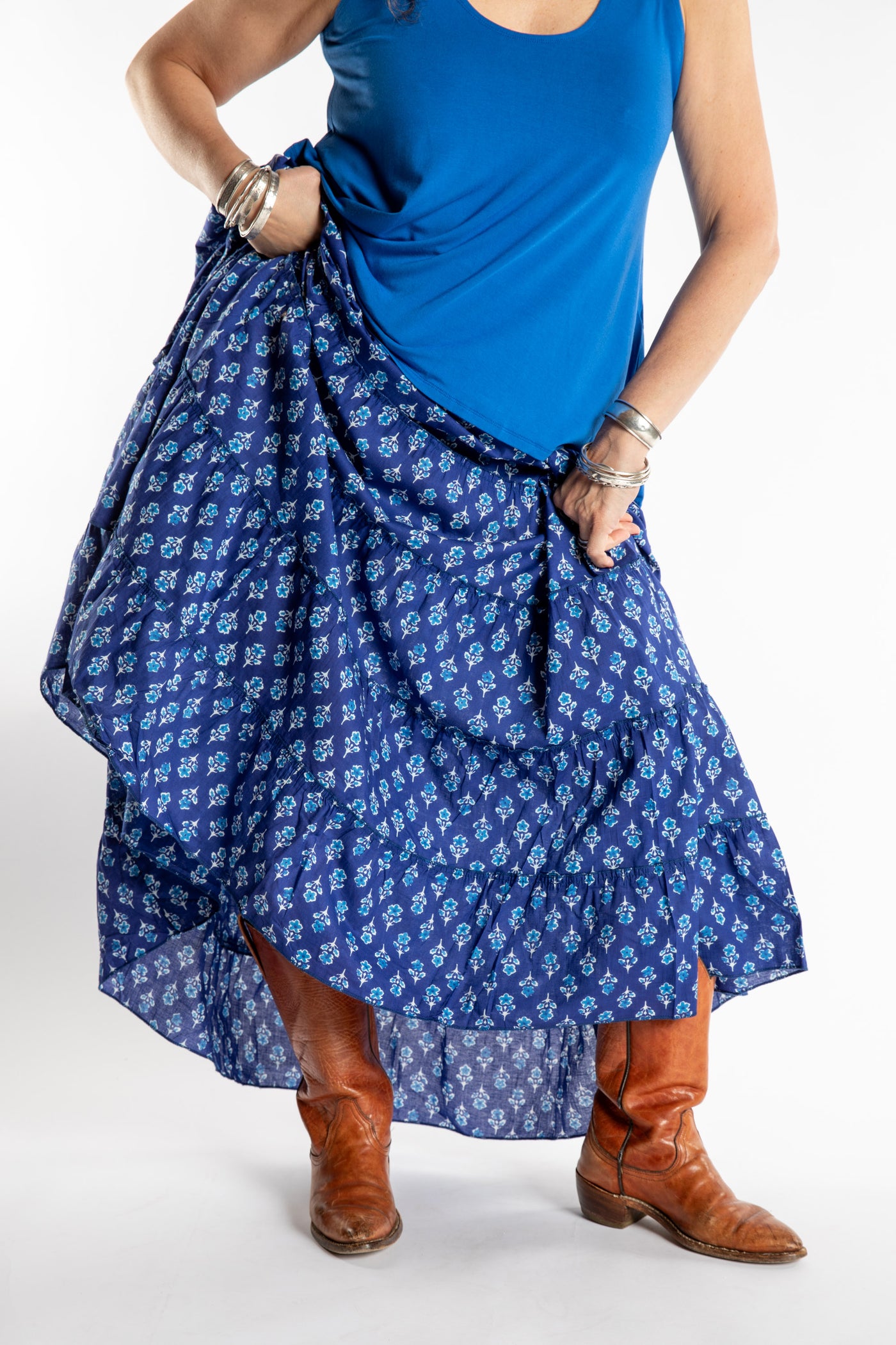 Indira Printed Cotton Prairie Skirt
