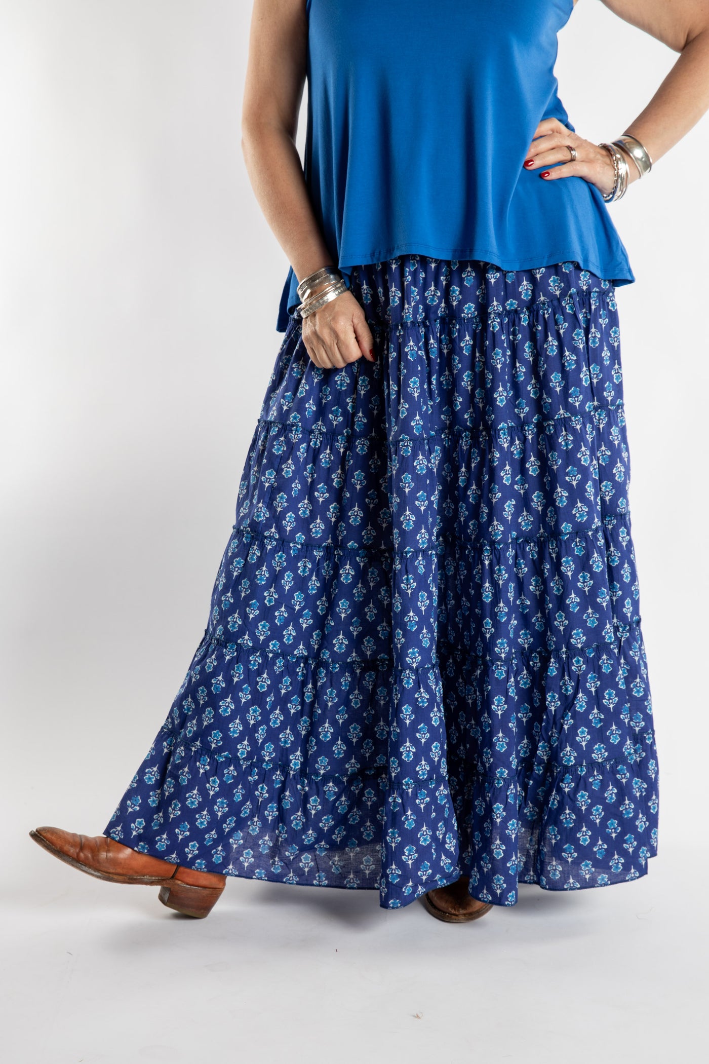 Indira Printed Cotton Prairie Skirt