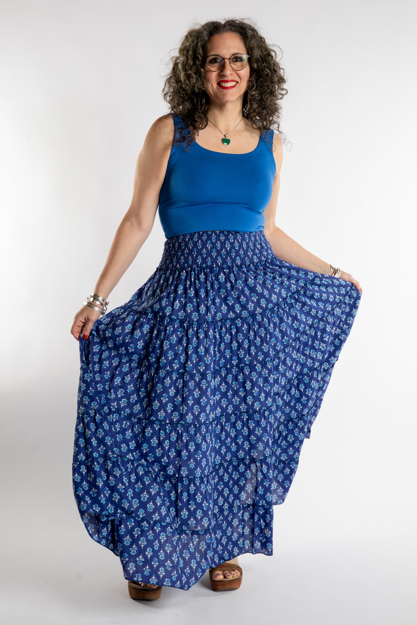 Indira Printed Cotton Prairie Skirt