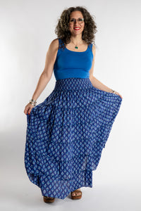 Indira Printed Cotton Prairie Skirt