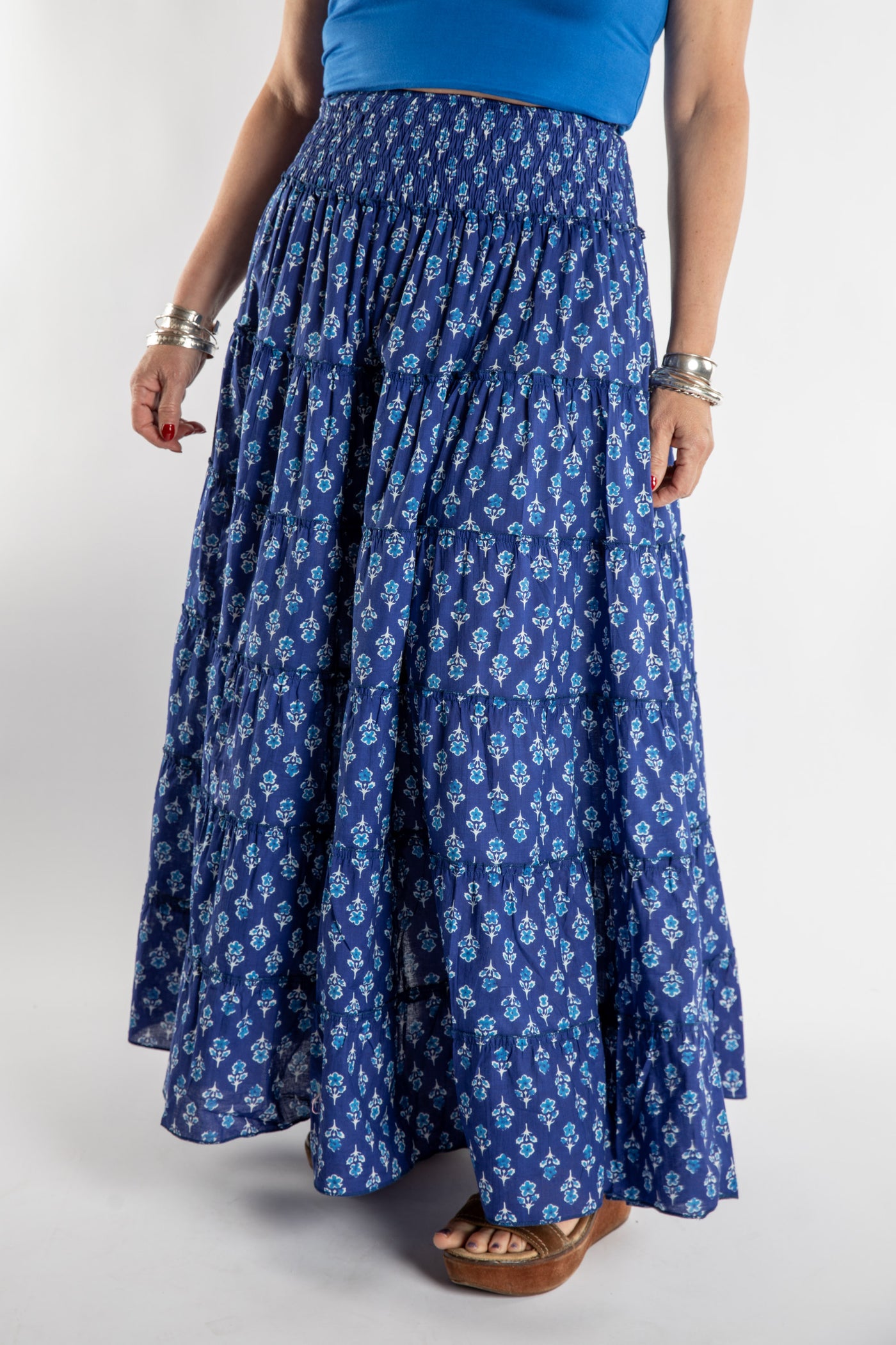 Indira Printed Cotton Prairie Skirt