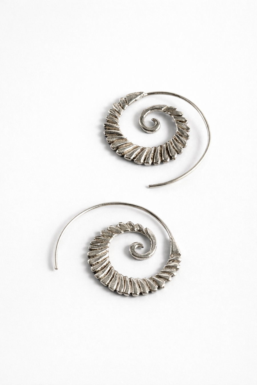 infinite spiral sterling silver hoop earrings with nautilus design